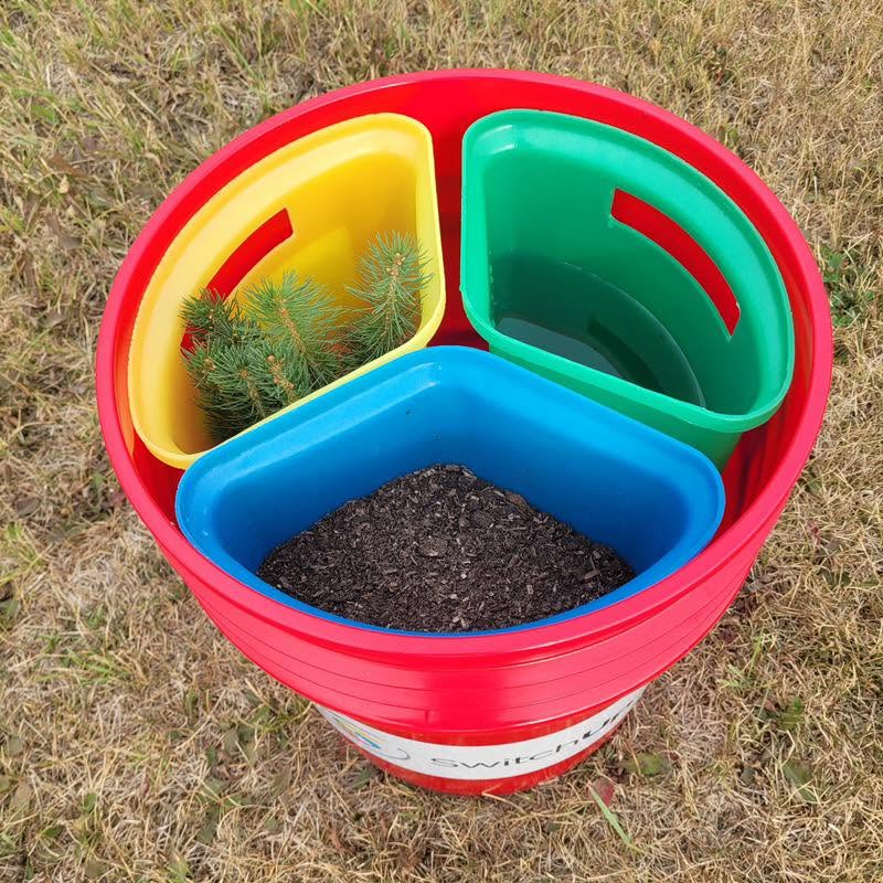 plastic bucket with divider inserts color coded